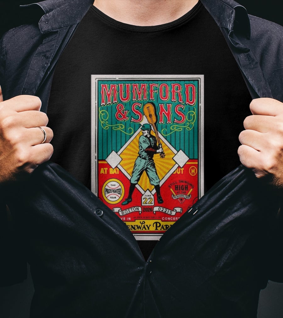 Mumford & Sons The Prizefighter Tour June 22 2026 Fenway Park Boston Concert T-Shirt