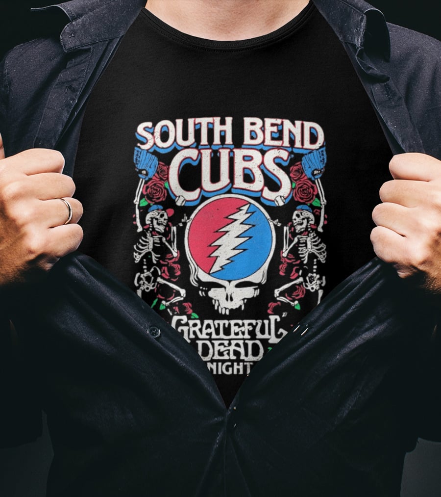 South Bend Cubs 2026 Grateful Dead Night Steal Your Face Baseball Skeleton T-Shirt