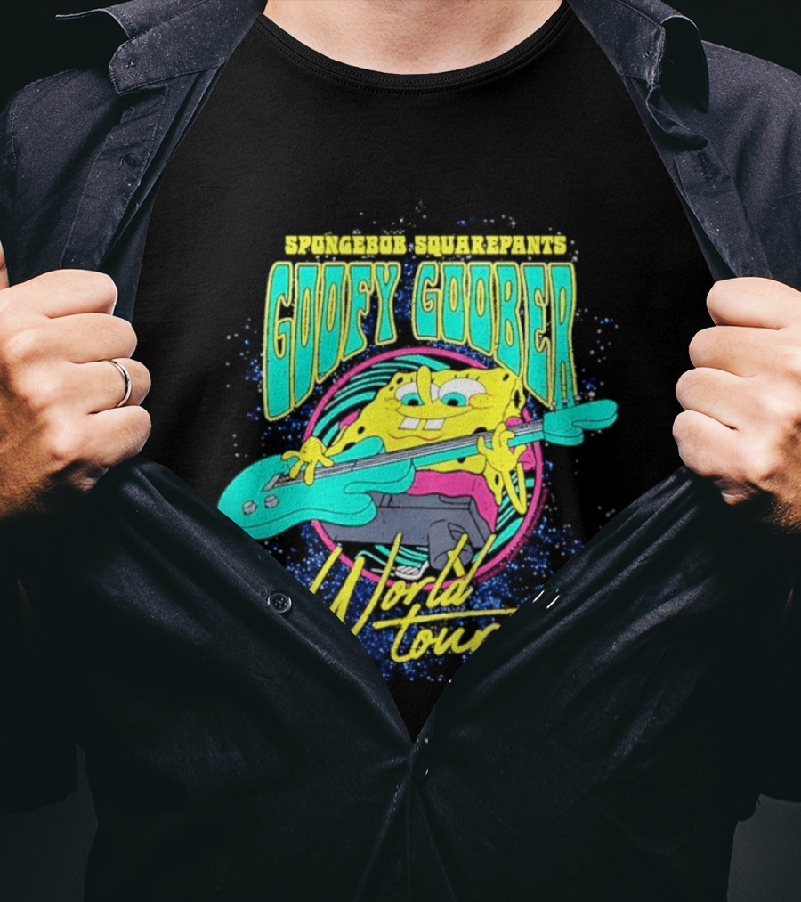 Sponge SquarePants Goofy Goober World Tour Rocking Out With Guitar T-Shirt