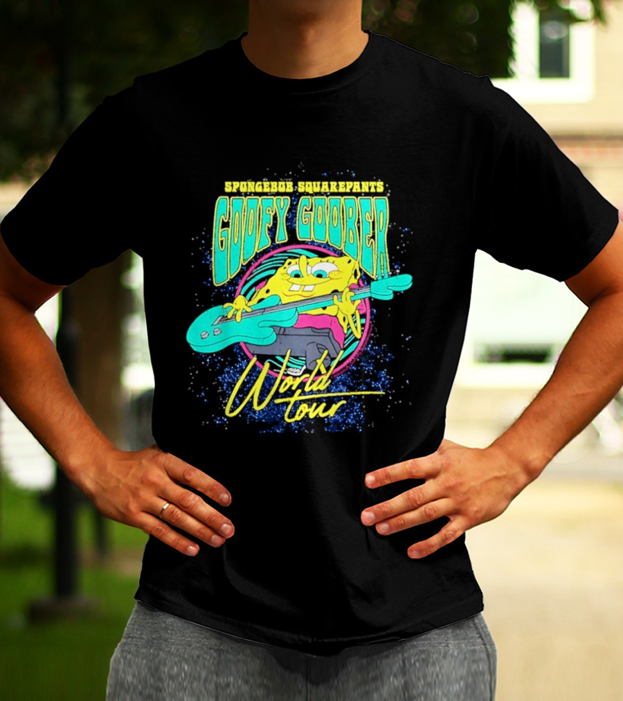 Sponge SquarePants Goofy Goober World Tour Rocking Out With Guitar T-Shirt