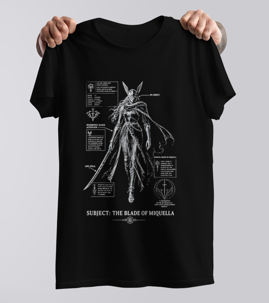 Subject The Blade Of Miquella Schematic Fantasy Character Detailed Diagram T-Shirt
