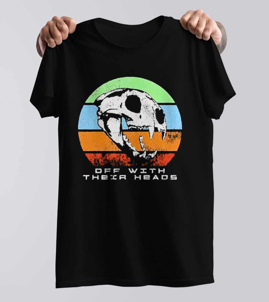 Off With Their Heads Skull Rainbow Stripes T-Shirt