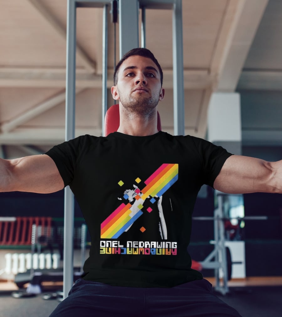 Onelinedrawing Rainbowmachine Colorful Abstract Blocks T-Shirt