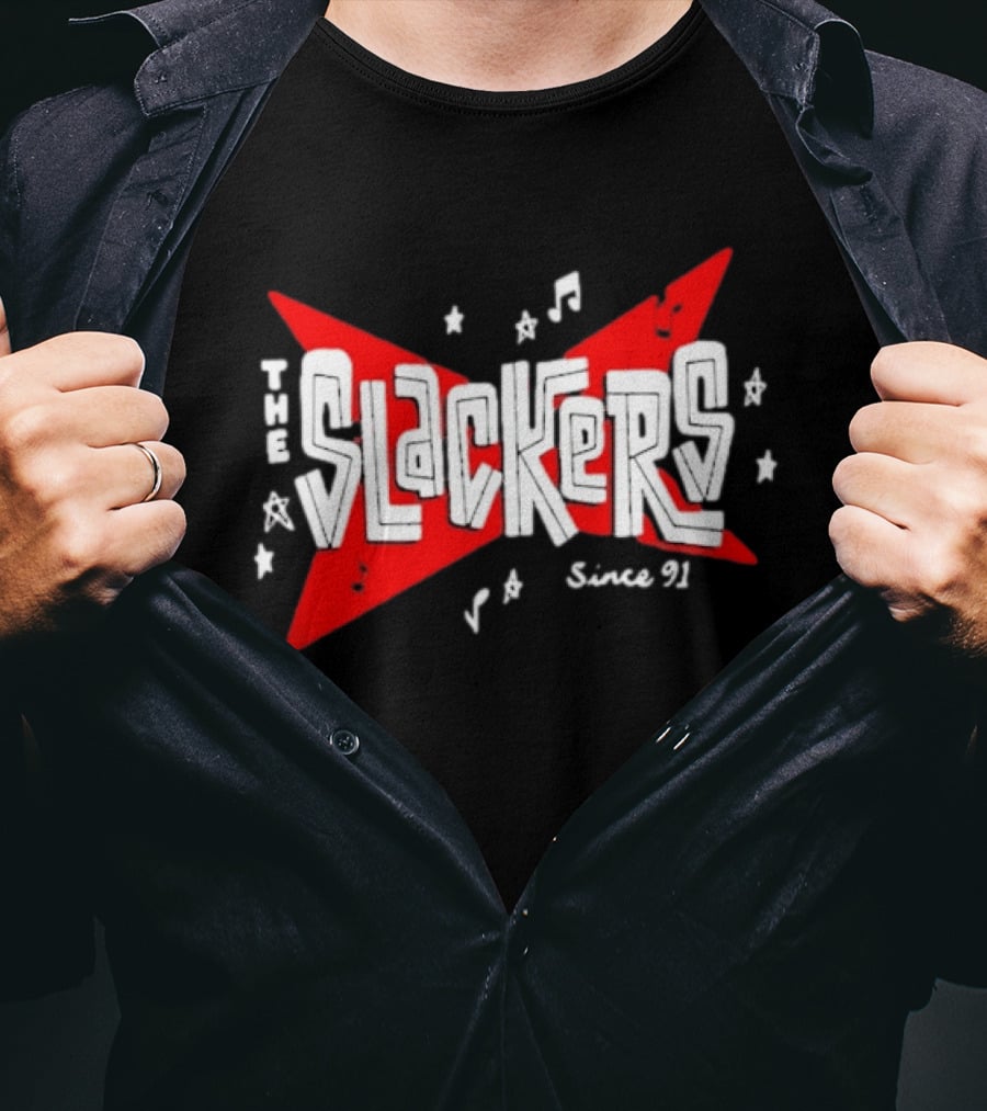 The Slackers Since 91 Tour Retro Music Notes And Stars T-Shirt