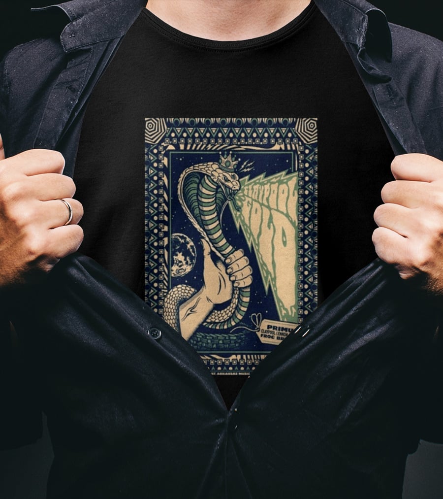 Primus June 17 2023 Walmart Arkansas Amphitheater Clapool Lennon Delirium Frog Brigade Concert Snake Earth T-Shirt