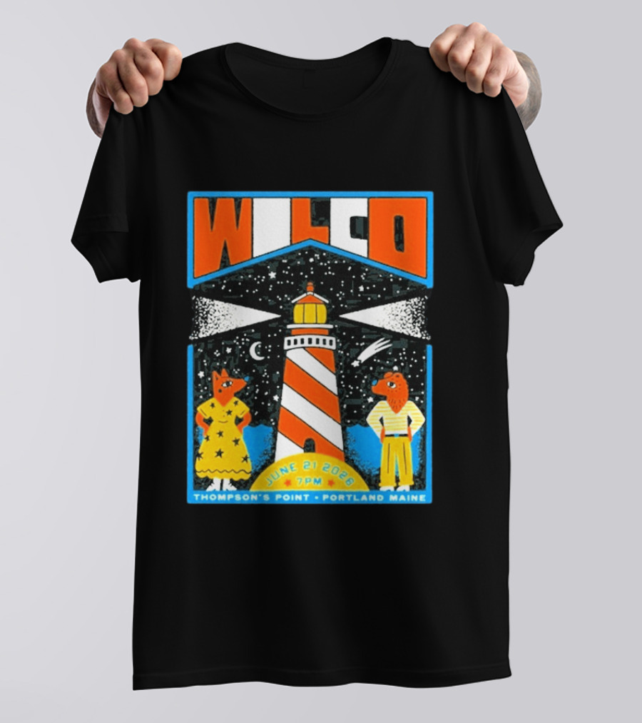 Wilco June 21 2026 Thompson's Point Portland Maine Lighthouse Concert Tour T-Shirt