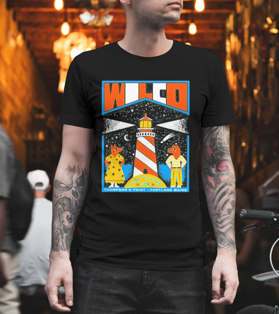 Wilco June 21 2026 Thompson's Point Portland Maine Lighthouse Concert Tour T-Shirt