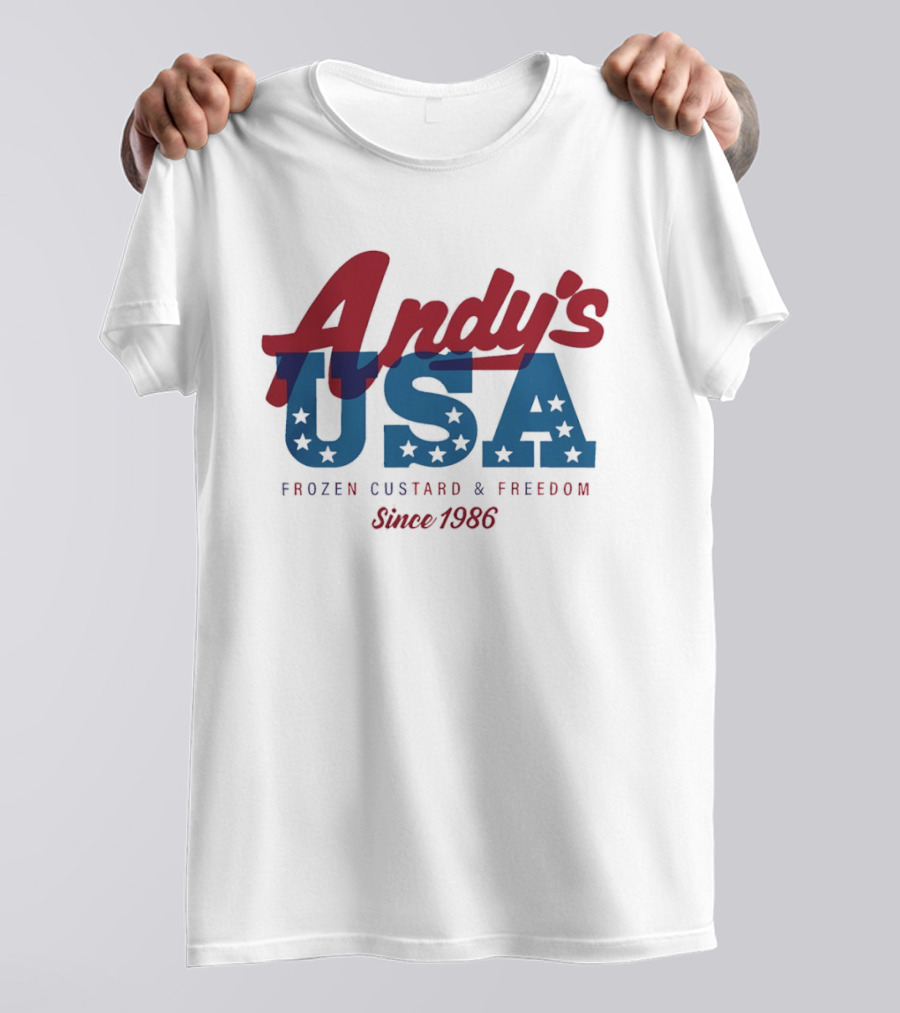 Andy's USA Frozen Custard And Freedom Patriotic Stars Since 1986 T-Shirt