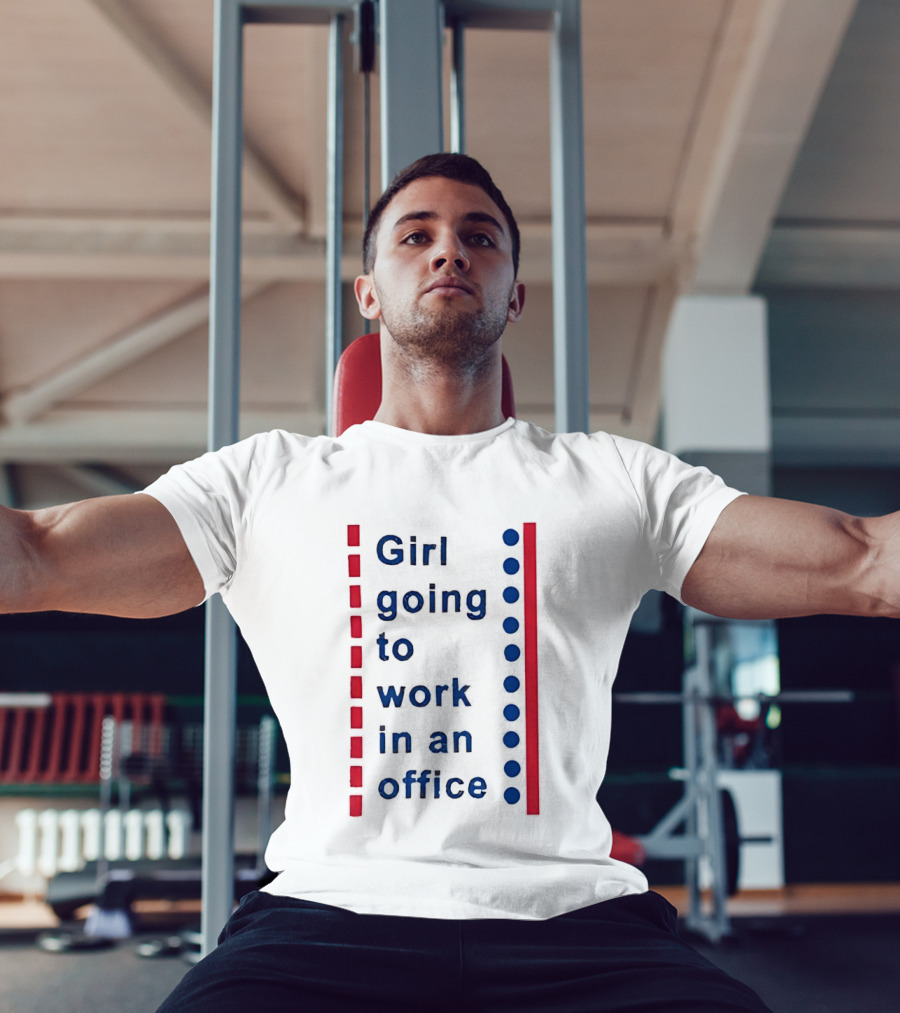 Girl Going To Work In An Office Text With Red And Blue Lines And Dots T-Shirt