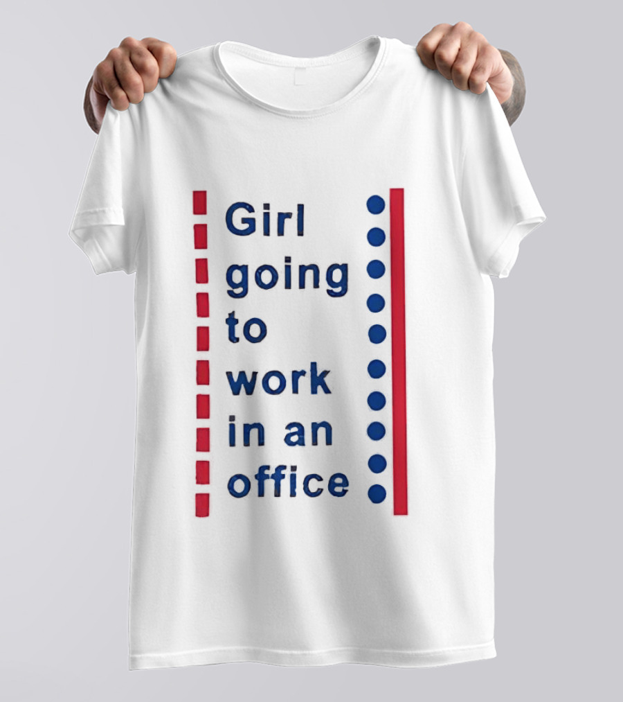 Girl Going To Work In An Office Text With Red And Blue Lines And Dots T-Shirt