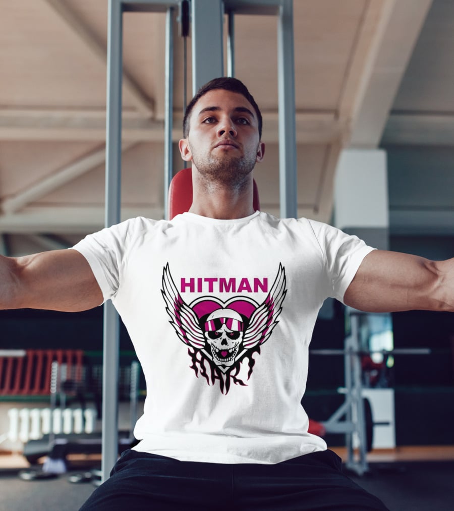 Bret The Hitman Hart Skull Wings Pink Heart T-Shirt
