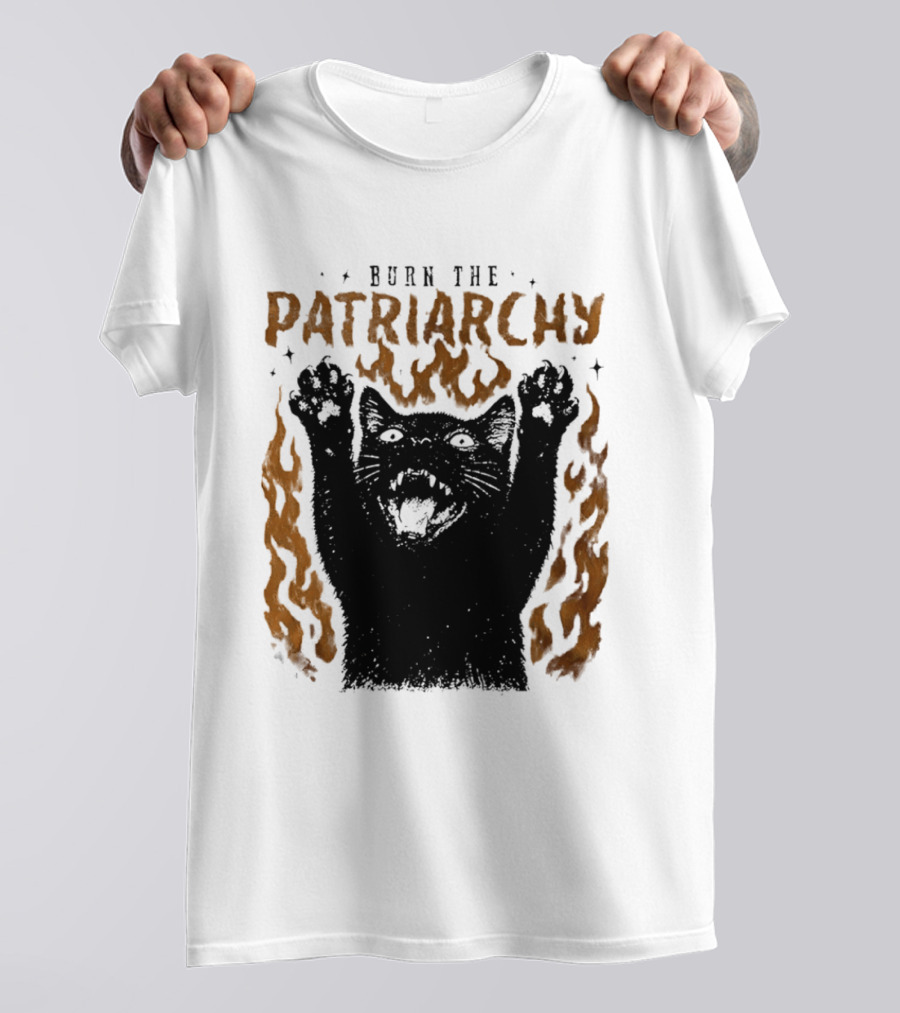 Burn The Patriarchy Feminism Cat Empowerment T-Shirt