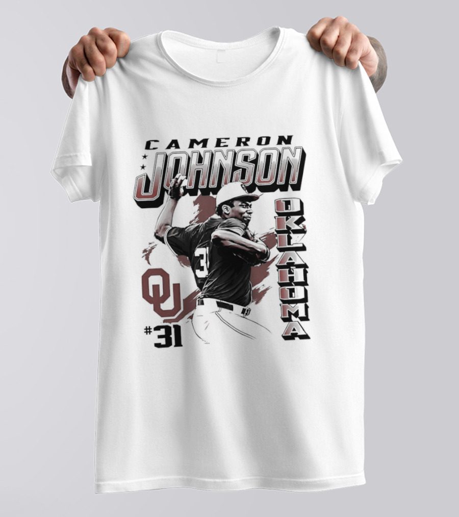 Cameron Johnson 31 Oklahoma Sooners Pitcher OU Baseball T-Shirt