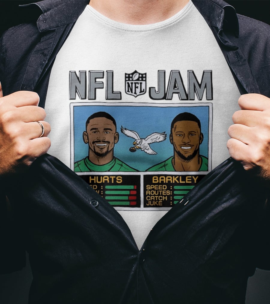 NFL Jam Jalen Hurts Saquon Barkley Philadelphia Eagles Video Game T-Shirt