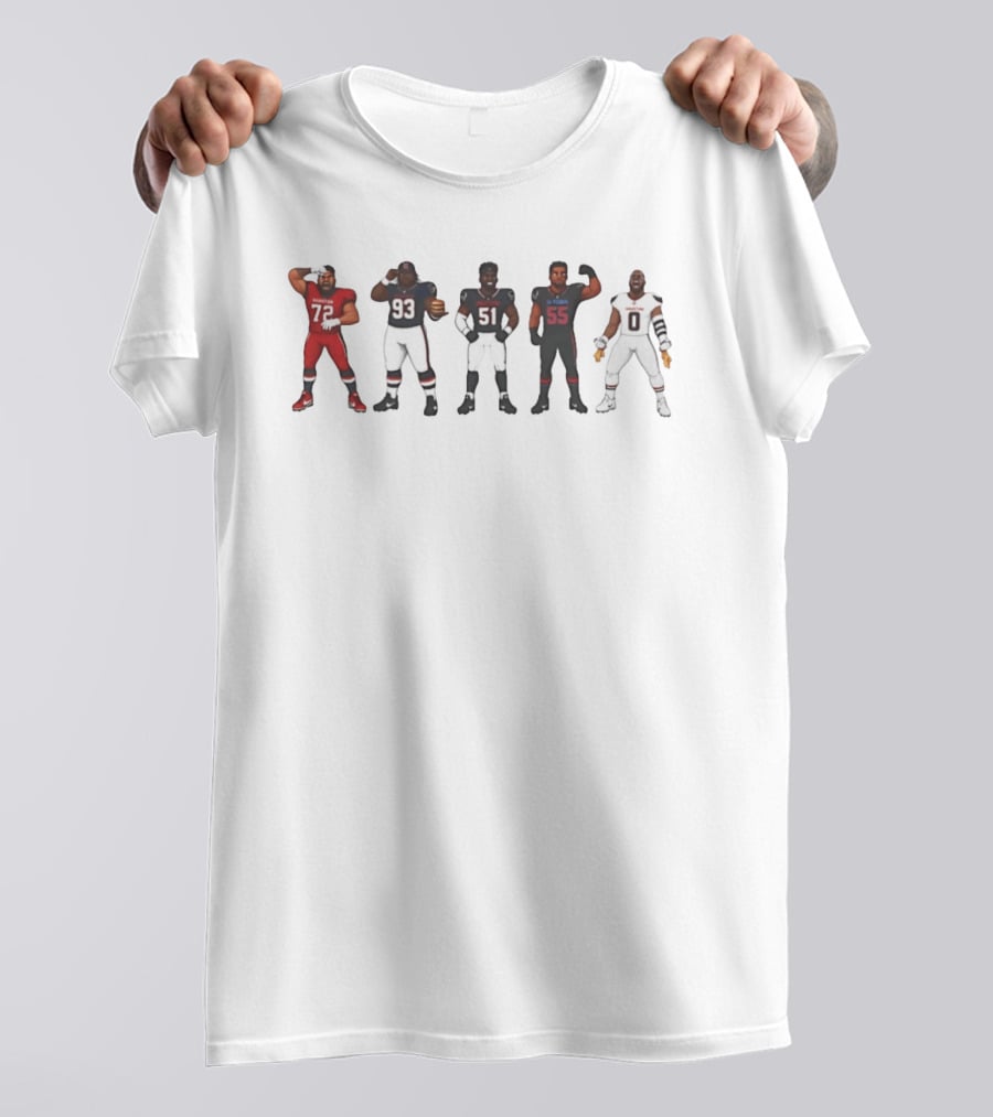 Doomsday Defense Houston Texans Chibi Style Players Cartoon NFL Football T-Shirt