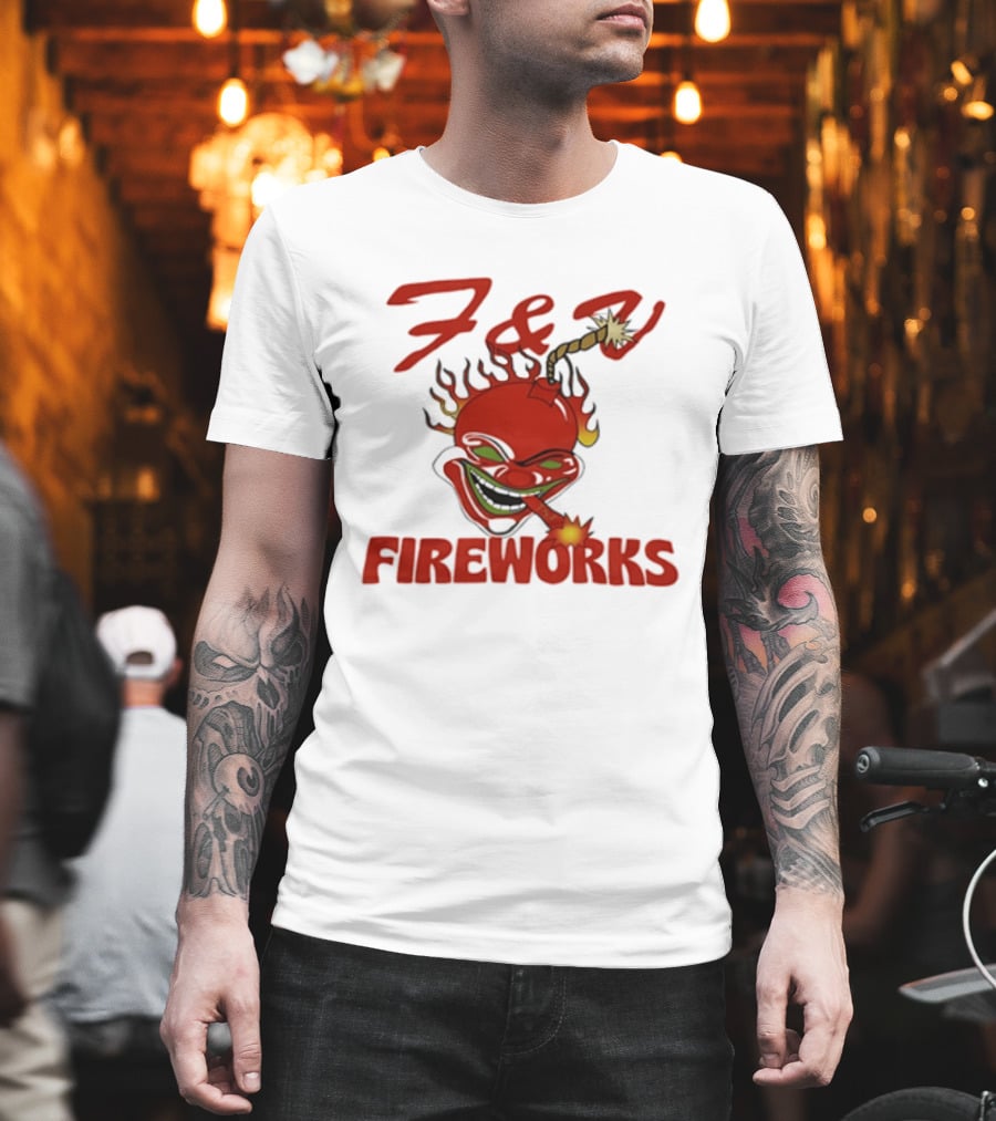 F And V Fireworks Explosive Red Joker Face With Lit Fuse T-Shirt