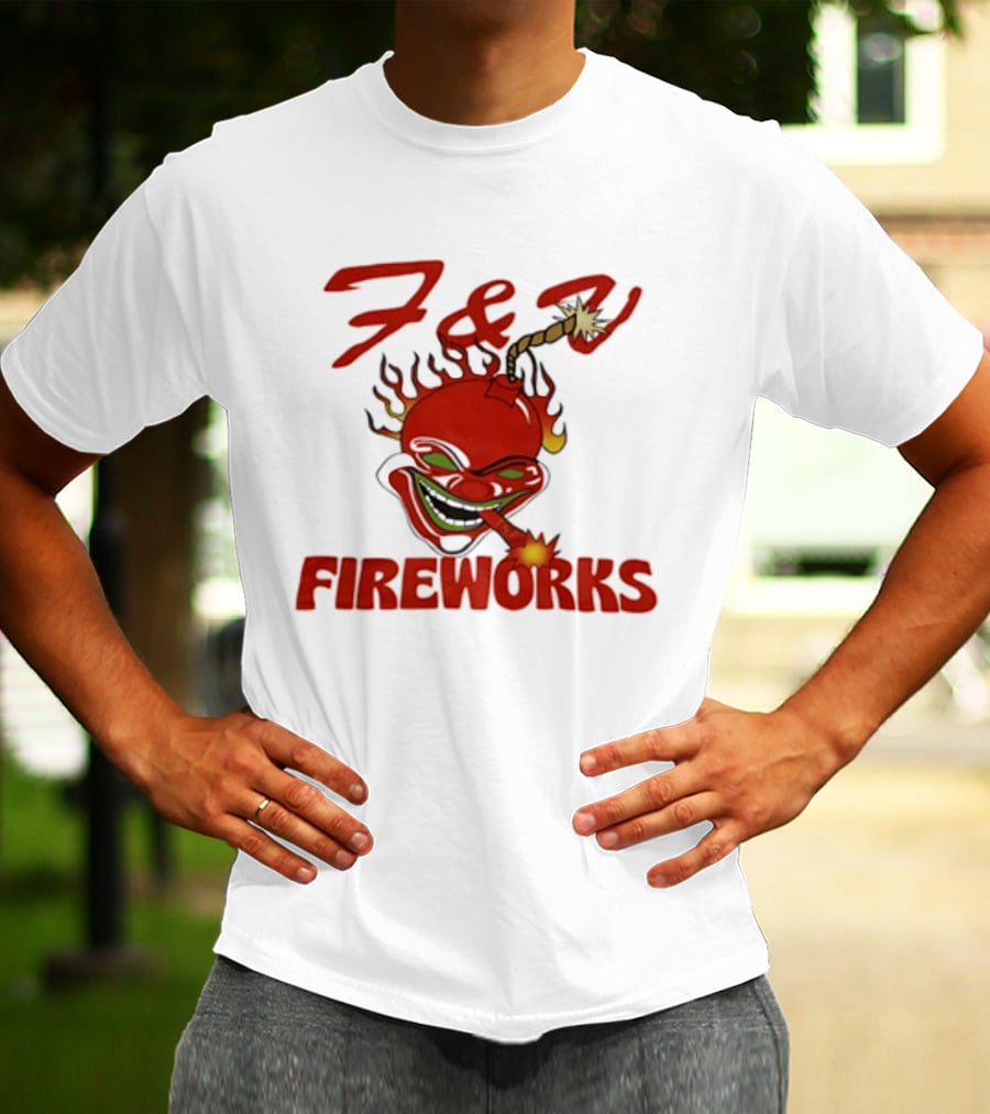 F And V Fireworks Explosive Red Joker Face With Lit Fuse T-Shirt