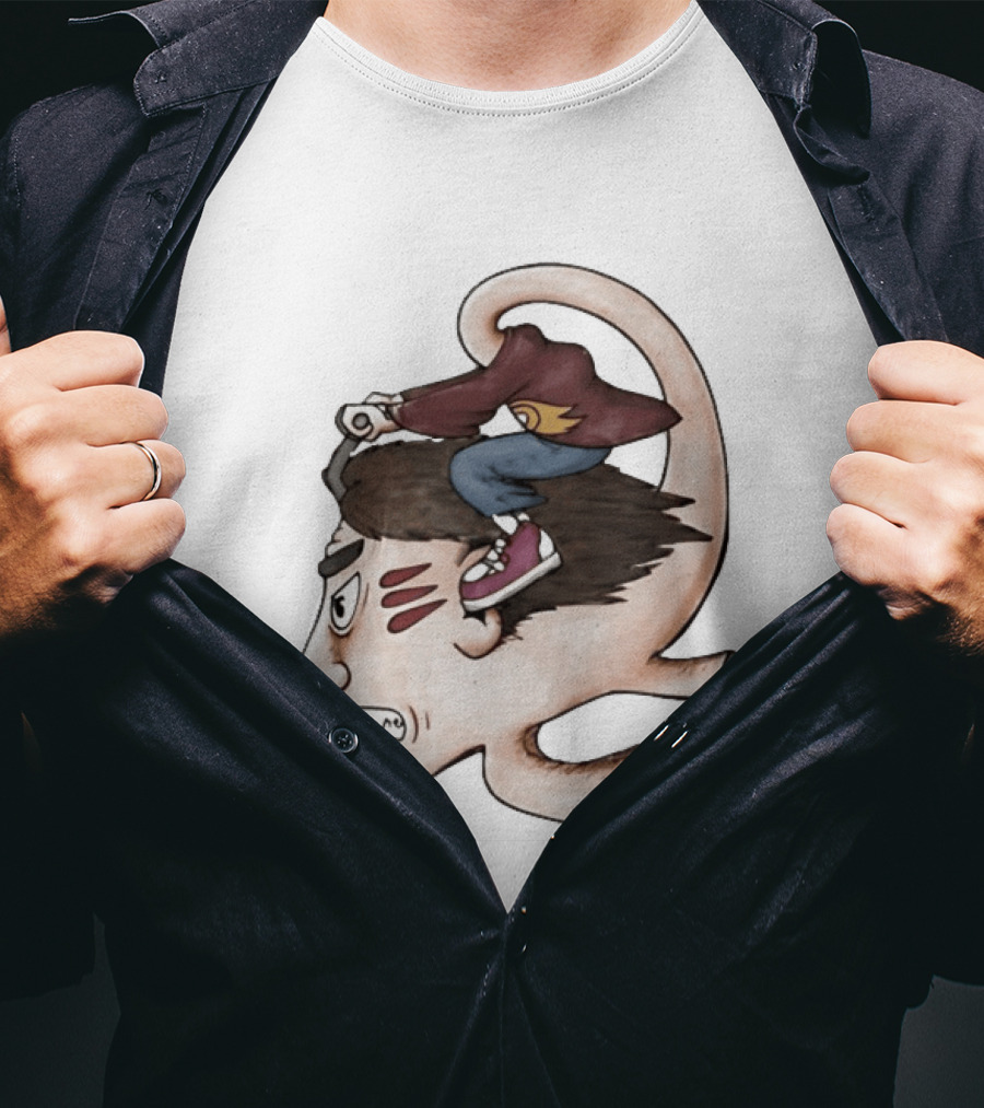 Man Riding His Own Head Retro Surreal Art Rider T-Shirt