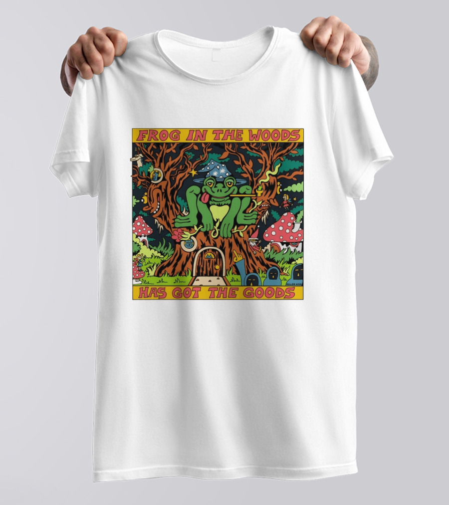 Frog In The Woods Has Got The Goods Killer Acid Psychedelic Forest Scene T-Shirt