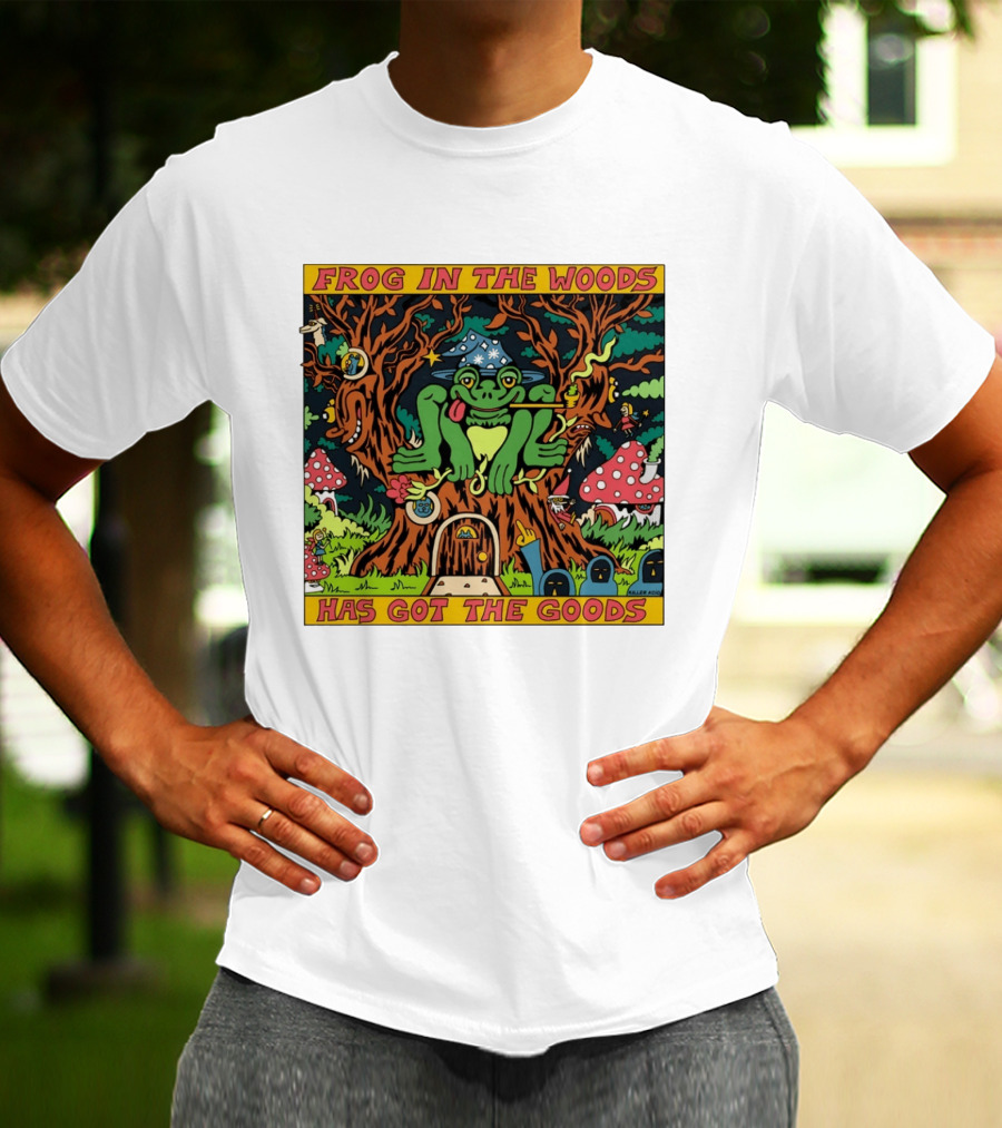 Frog In The Woods Has Got The Goods Killer Acid Psychedelic Forest Scene T-Shirt