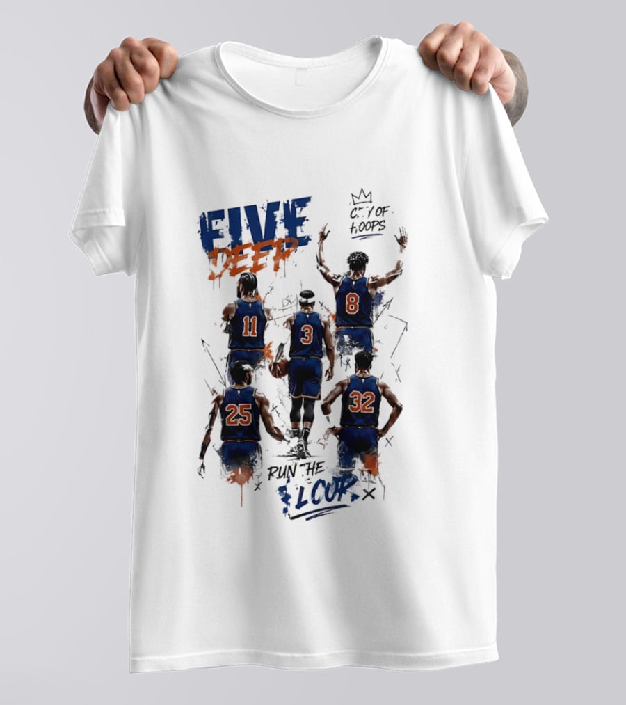 New York Knicks Five Deep City Of Hoops Run The Floor T-Shirt