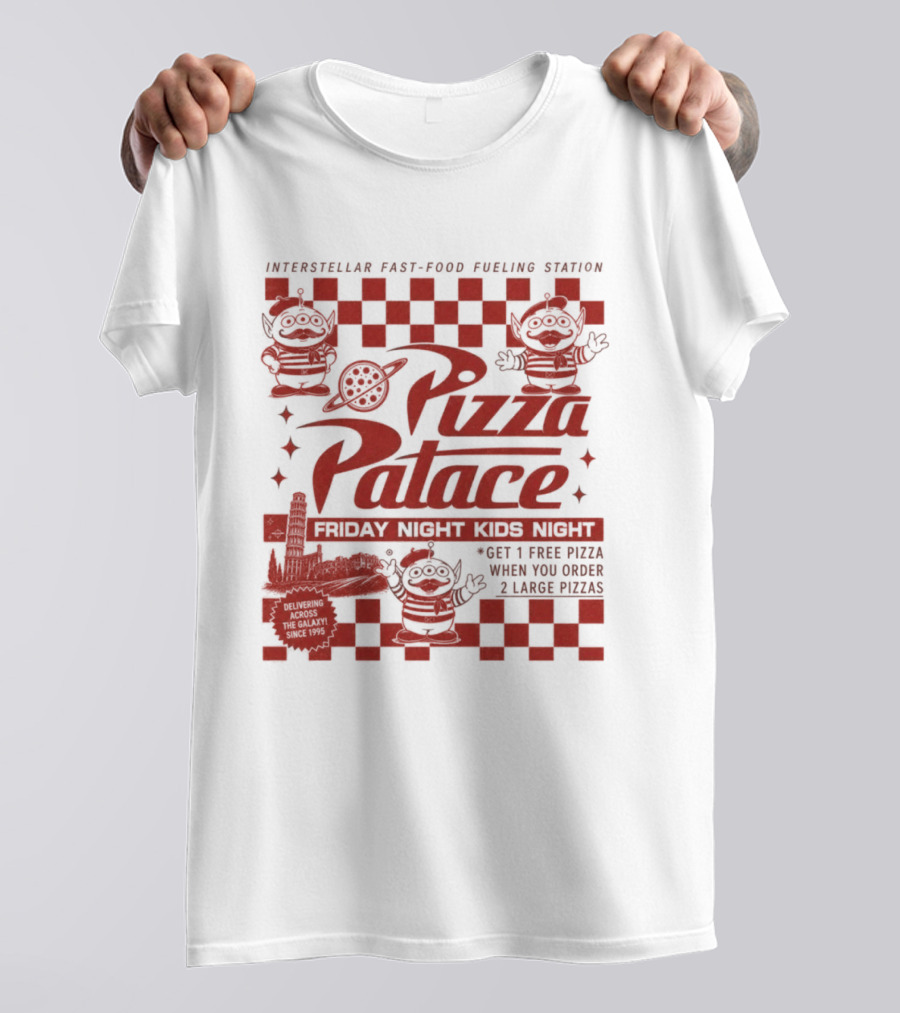 Pizza Palace Skeeball Fast Food Arcade Person Get 1 Free Pizza T-Shirt