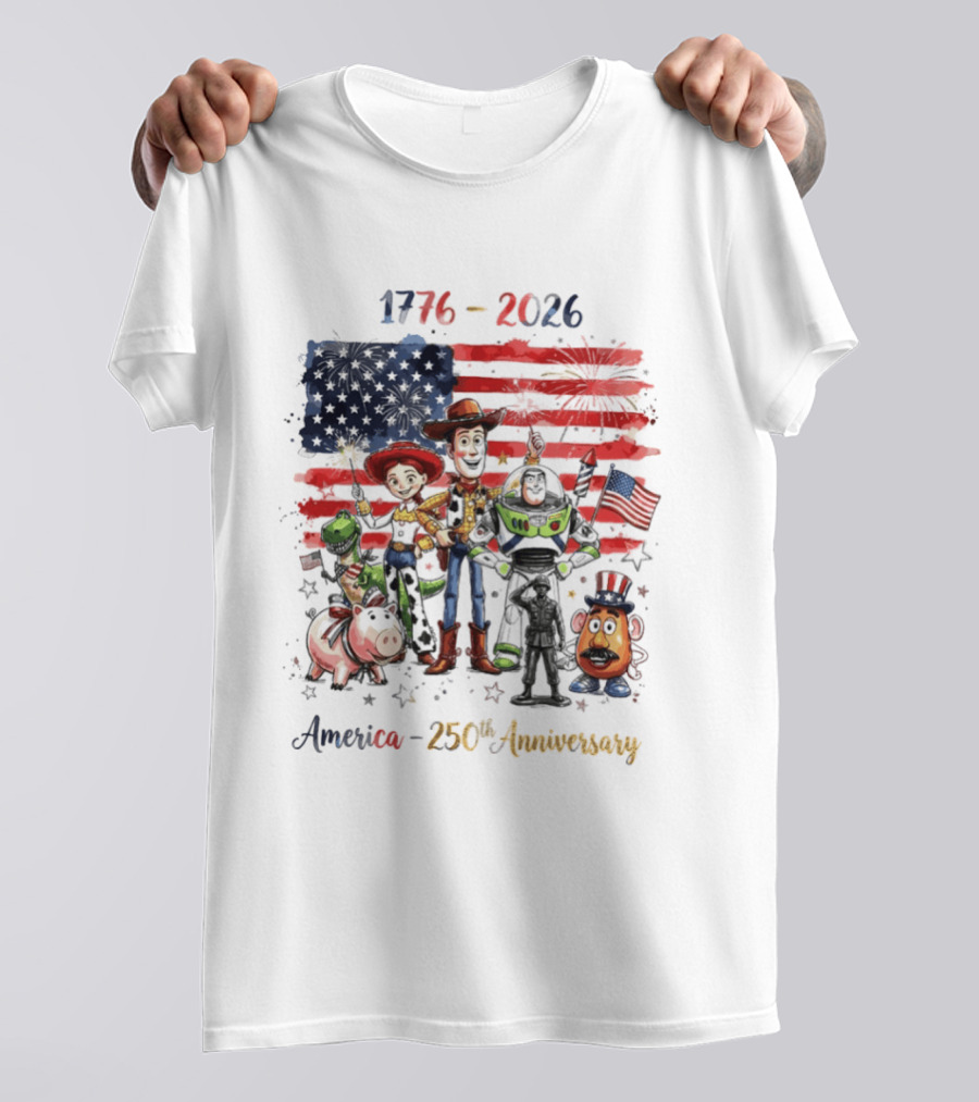 Woody Buzz Rex Hamm Jessie 1776 2026 America 250th Anniversary T-Shirt