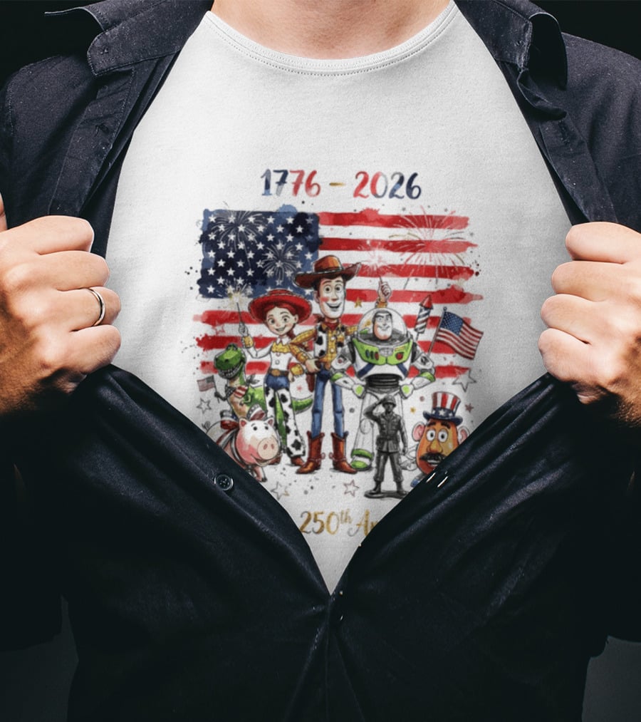 Woody Buzz Rex Hamm Jessie 1776 2026 America 250th Anniversary T-Shirt