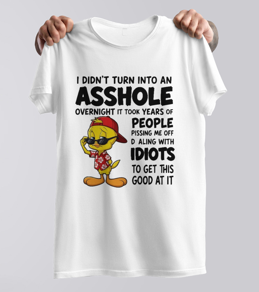 Tweety Bird I Didn't Turn Into An Asshole Overnight It Took Years Of People Pissing Me Off Dealing With Idiots T-Shirt