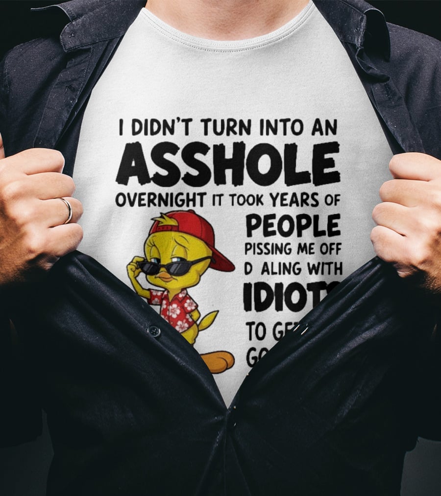 Tweety Bird I Didn't Turn Into An Asshole Overnight It Took Years Of People Pissing Me Off Dealing With Idiots T-Shirt