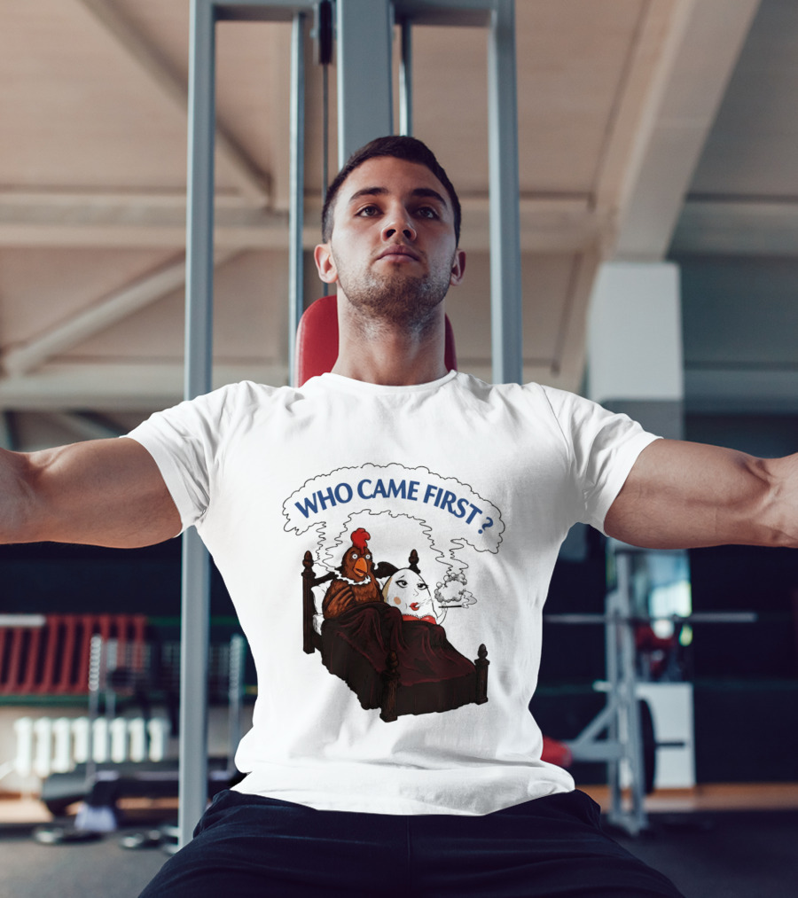 Who Came First Chicken And Egg Smoking Adult Meme Bed T-Shirt