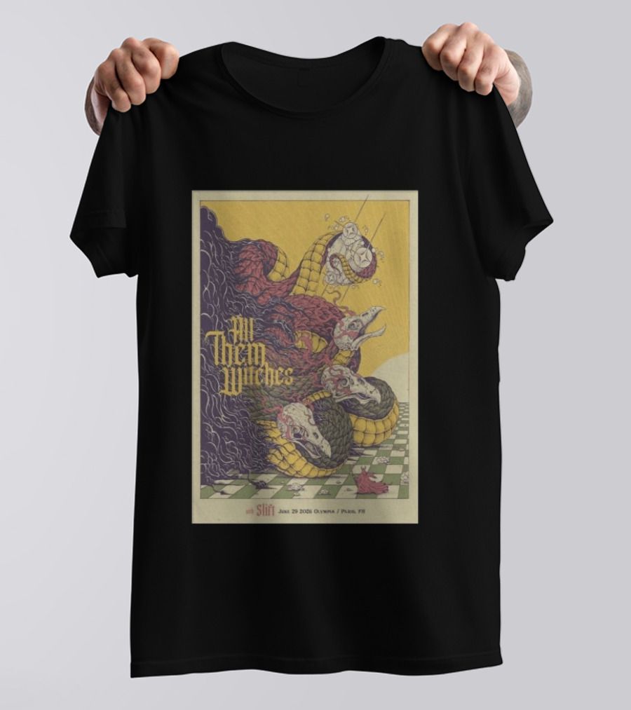 All Them Witches Slift June 29 2026 Olympia Paris FR Serpent Creature Checkerboard T-Shirt