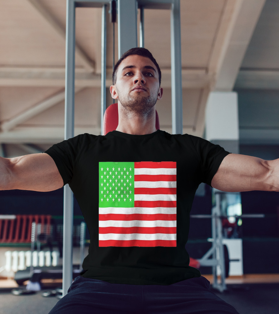 American Flag Green And Red Color Variant Stars And Stripes T-Shirt