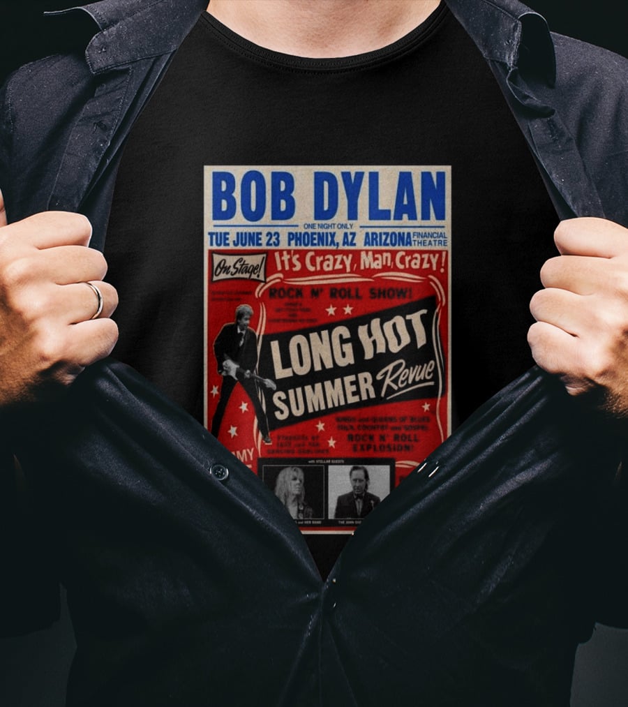 Bob Dylan Long Hot Summer Revue Phoenix Arizona Financial Theatre June 23 Arizona 2026 Tour T-Shirt