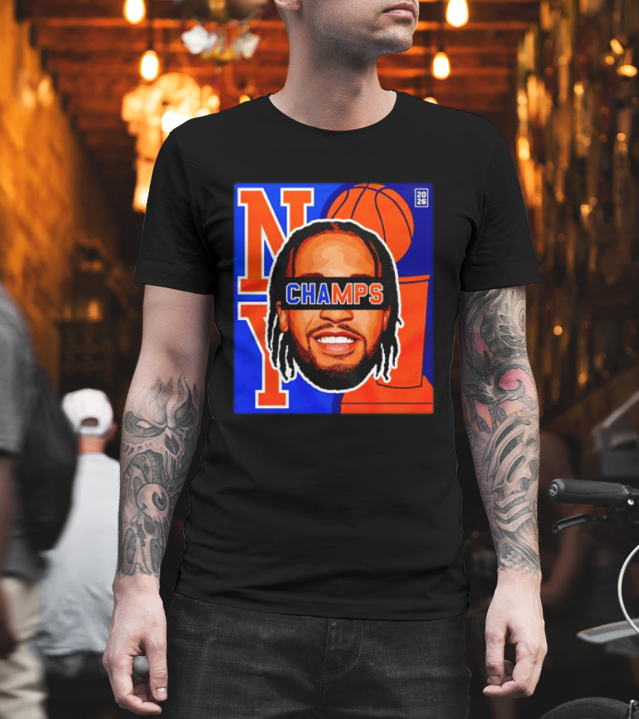 Jalen Brunson New York Knicks 2026 Champs Big Head NBA Basketball T-Shirt