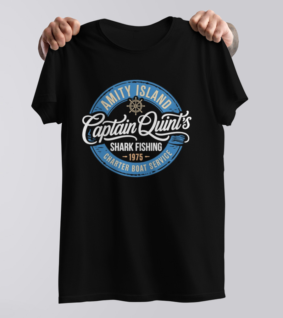 Amity Island Captain Quint's Shark Fishing Charter Boat Service 1975 T-Shirt