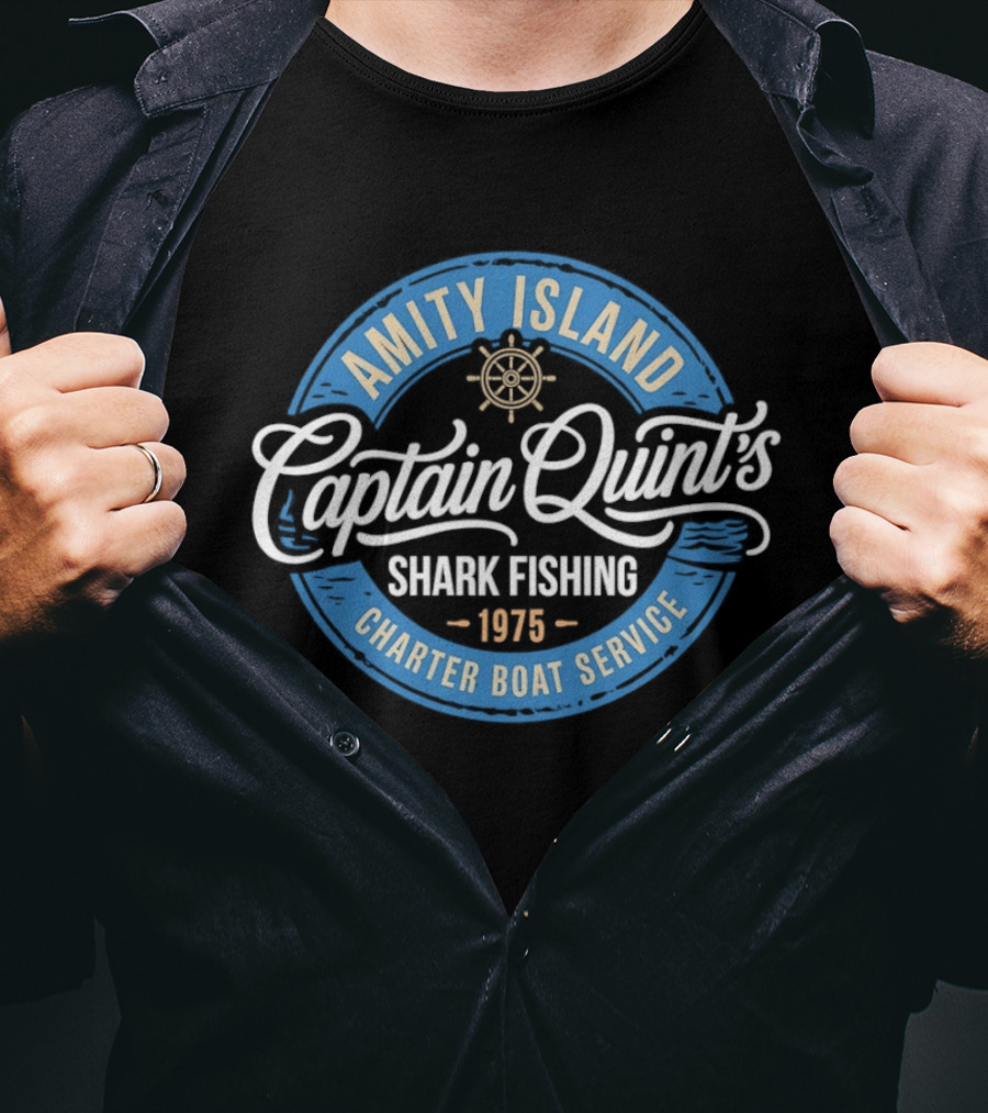 Amity Island Captain Quint's Shark Fishing Charter Boat Service 1975 T-Shirt