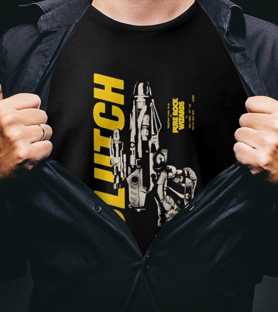 Clutch Pure Rock Wizards Tour Retro Sci Fi Mechanical Arm T-Shirt
