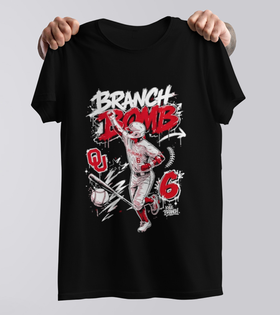 Branch Bomb Oklahoma Sooners 6 Baseball Graffiti T-Shirt