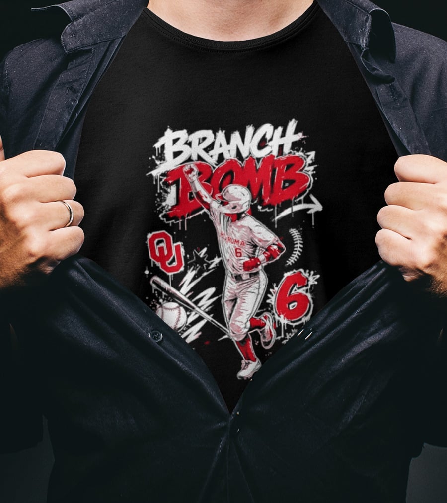 Branch Bomb Oklahoma Sooners 6 Baseball Graffiti T-Shirt