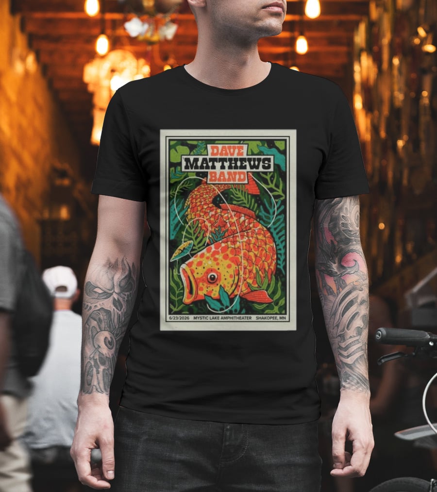 Dave Matthews Band Mystic Lake Amphitheater Shakopee MN June 23 2026 Fish And Leaf T-Shirt