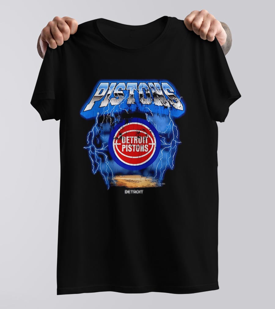 Detroit Pistons Lightning Effects Blue Electric Impact T-Shirt