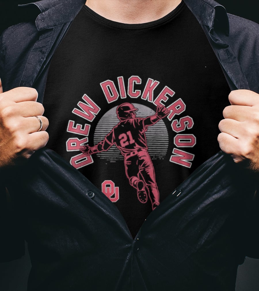 Drew Dickerson Oklahoma Sooners Player Baseball Silhouette OU T-Shirt