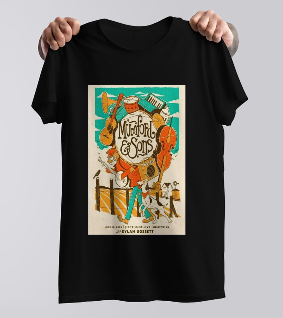 Mumford & Sons Dylan Gossett Jiffy Lube Live June 19 2026 Bristow Virginia T-Shirt