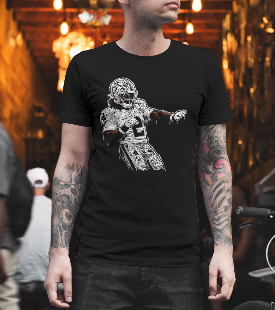 Gardner Minshew Las Vegas Raiders Drip 2 Football Player In Action T-Shirt