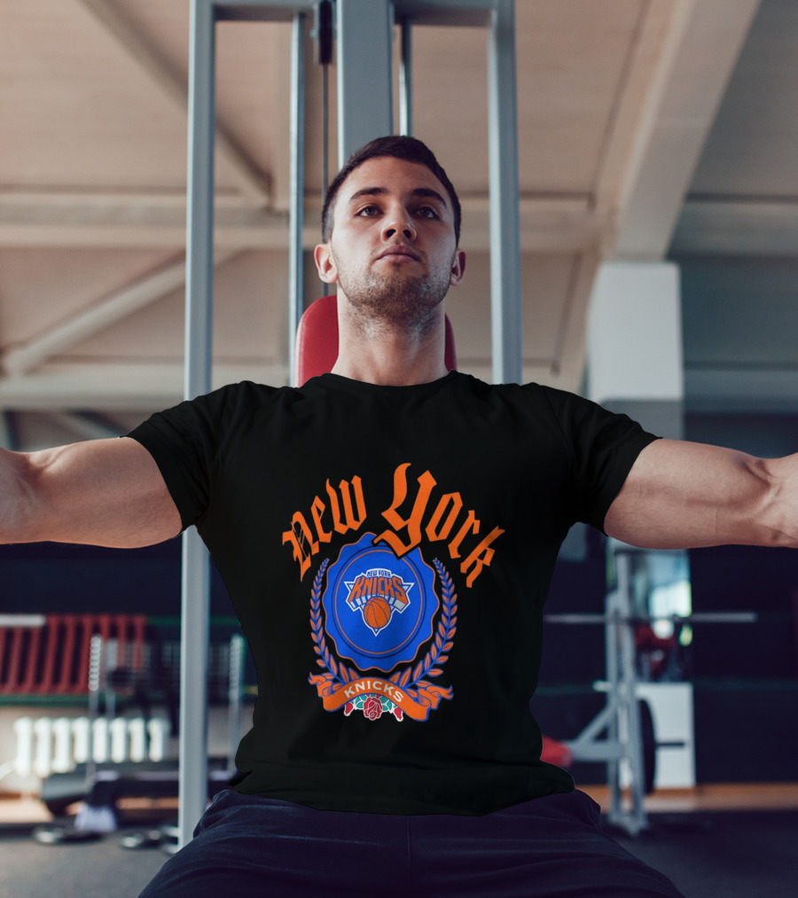 New York Knicks Crest With Rose And Blue T-Shirt