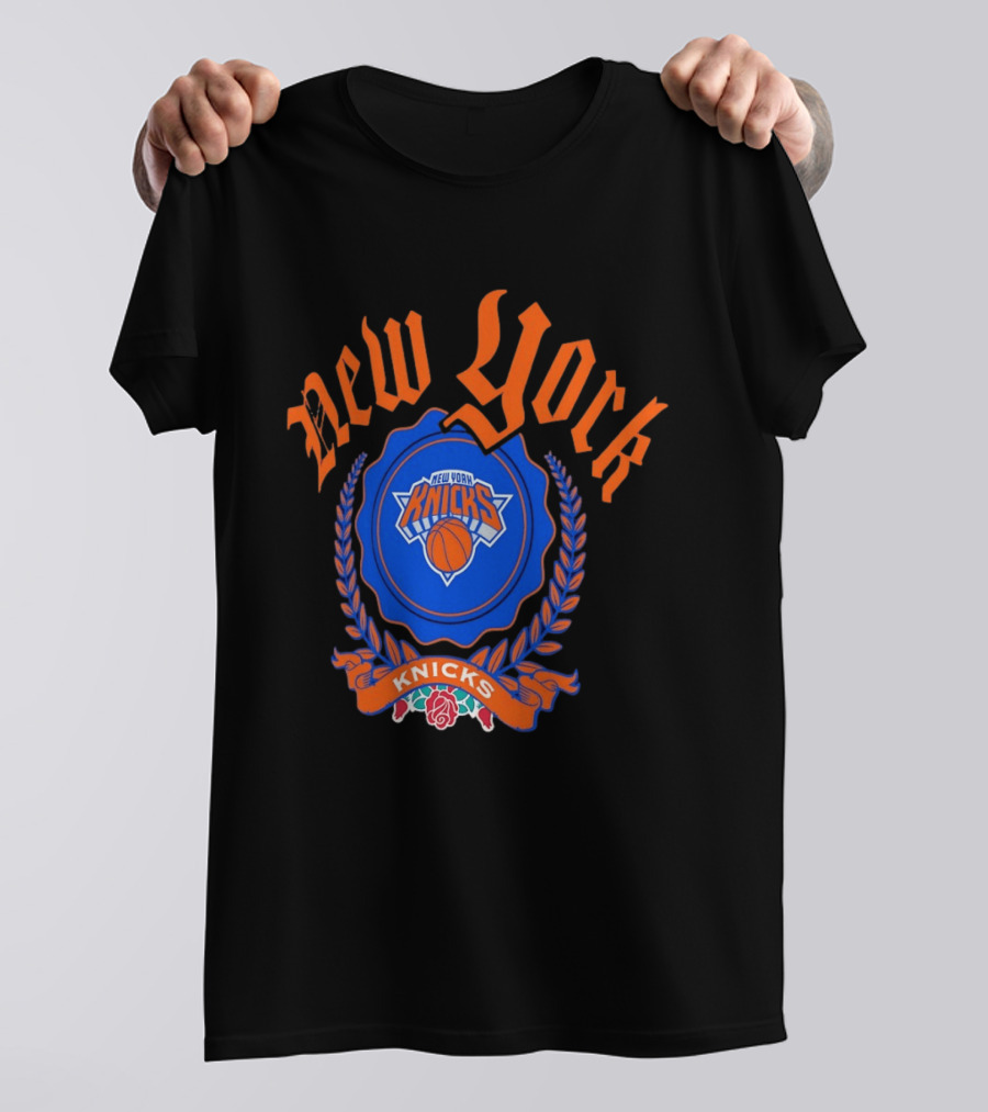 New York Knicks Crest With Rose And Blue T-Shirt