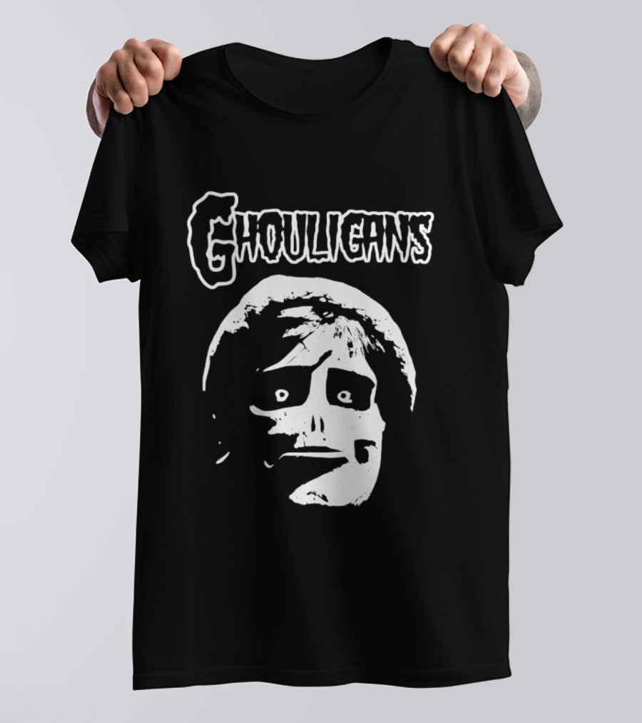 Ghouligans Classic Horror Punk Skull Face White T-Shirt