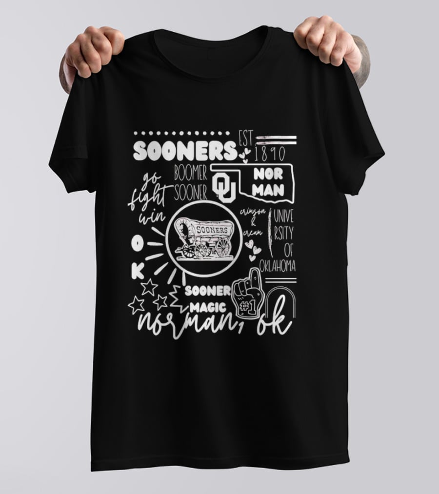Oklahoma Sooners Boomer Wagon Norman OK EST 1890 University Of Oklahoma T-Shirt