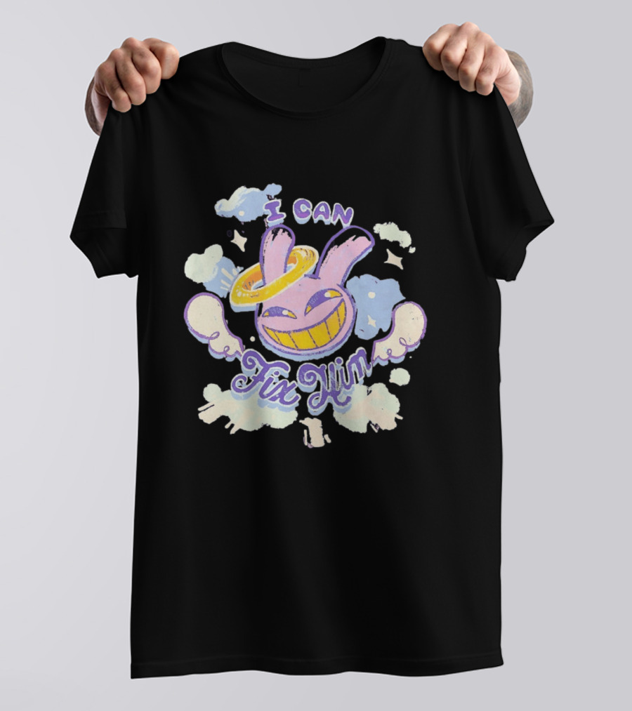 I Can Fix Him Creepy Purple Rabbit Halo Wings T-Shirt